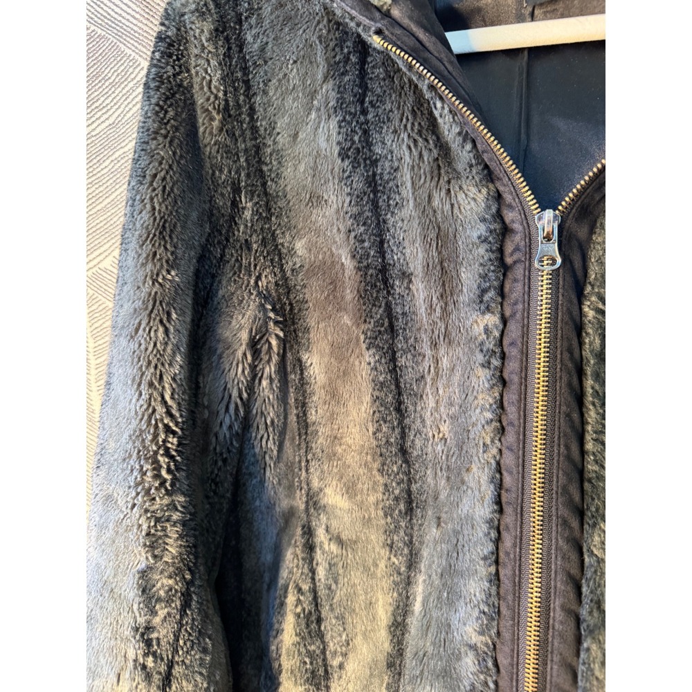 Kristen Blake Faux Fur Hooded Jacket Coat Gray Sz PM - Picture 2 of 10